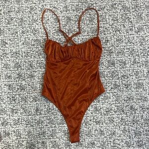 Urban Outfitters Metallic Strappy Bodysuit
